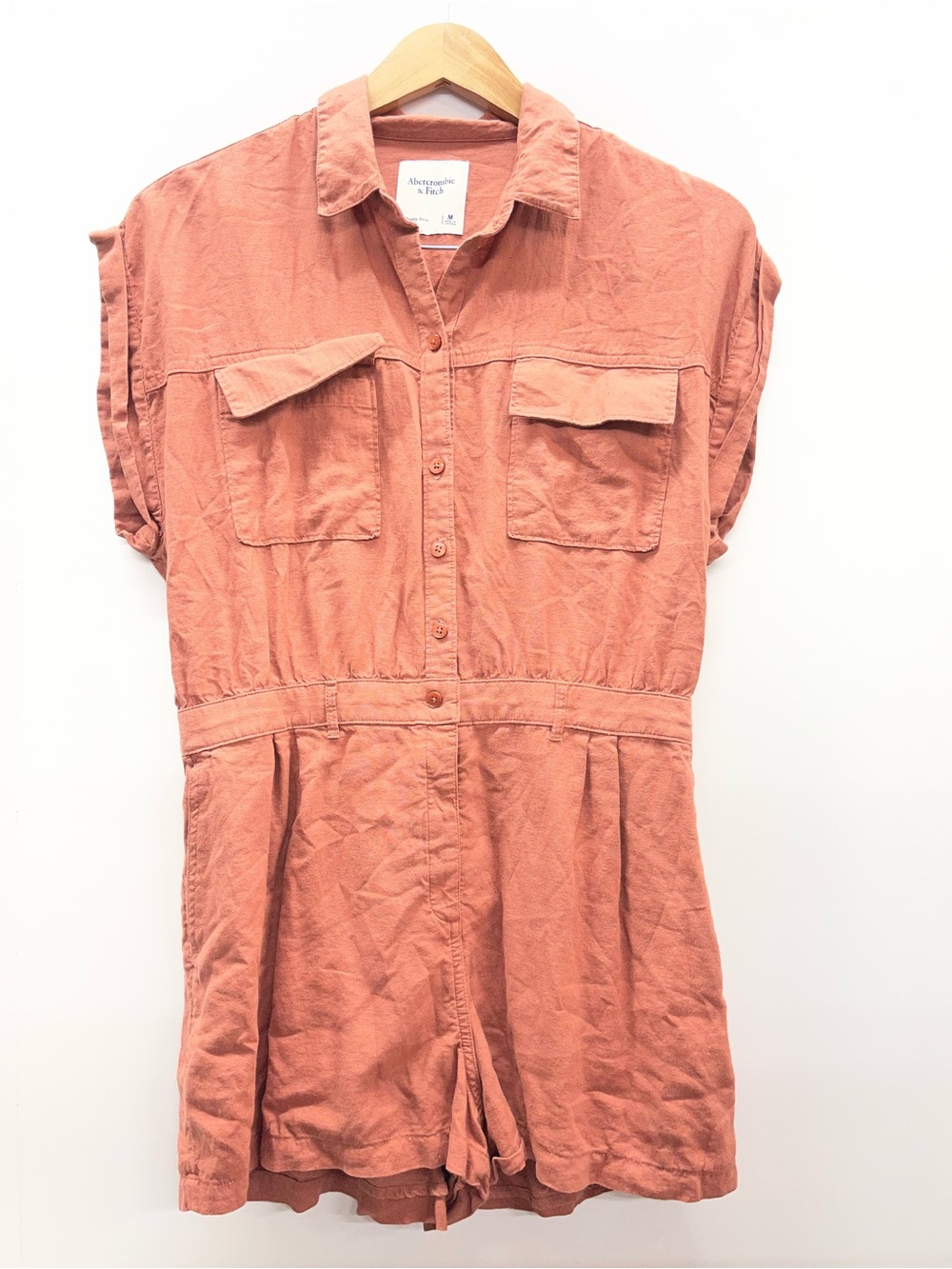 Abercrombie & Fitch Salmon Pink utility romper.